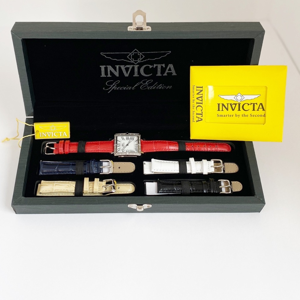 Invicta Square Diamond Stainless Steel Watch Set